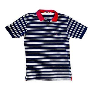 Eddie Bauer Men's Polo // Navy Stripped // Size: L